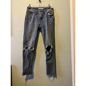 Levi's 535 Super Skinny Embroidered Hearts Star Distressed Jeans 27”